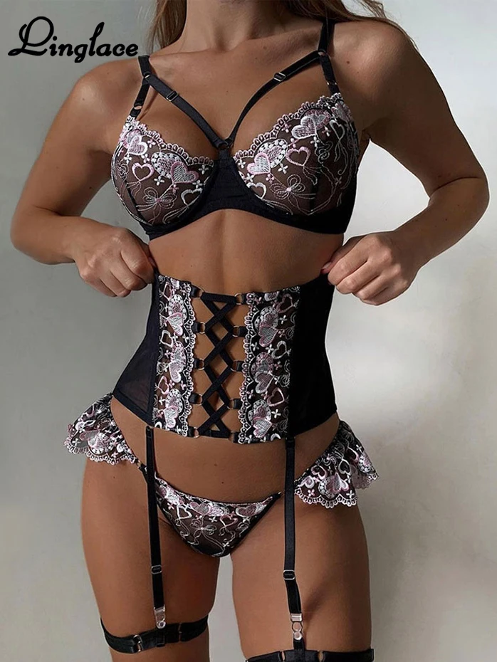 

Linglace кружевное экзотическое Эротическое нижнее белье, ажурное соблазнение, 3 предмета, изящные порно, сексуальные костюмы, подвязки, Сексуа...
