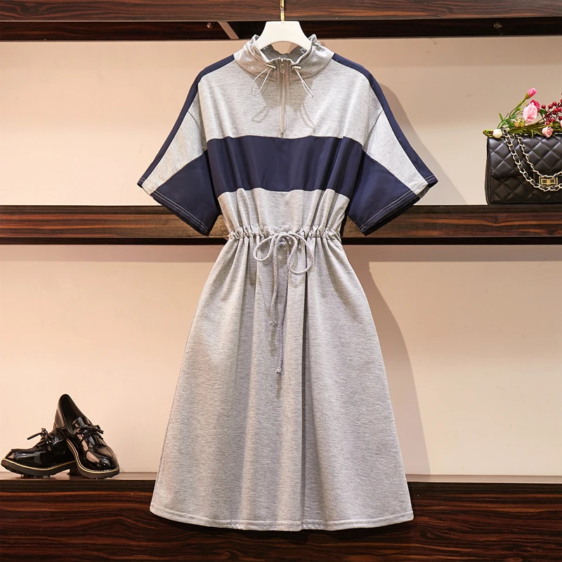 2019 New Arrival Shudaji Office Lady A-line Patchwork Short None Knee-length Regular Empire Stand Summer China (mainland) Dresse | Женская