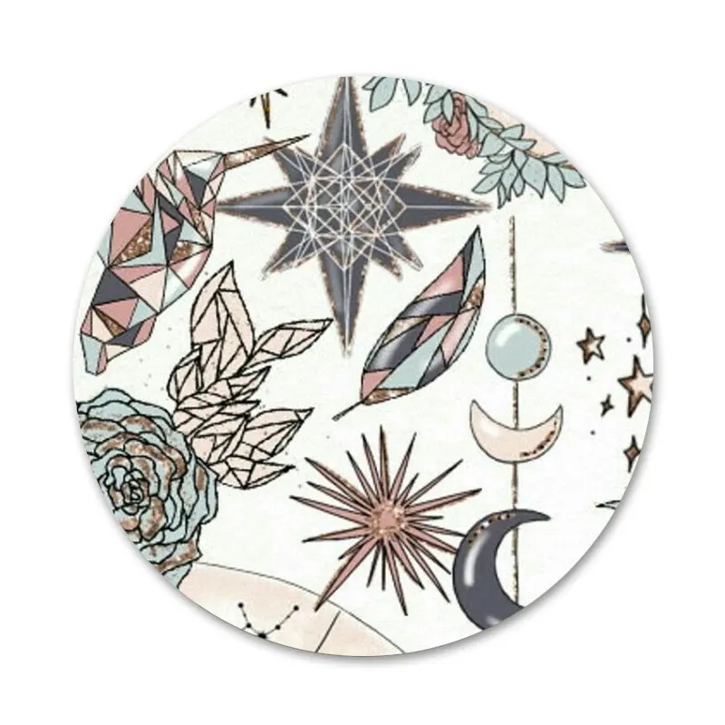 58 мм Солнце Луна Звезды Красочные Значки Металлические для фотографий|Значки| |