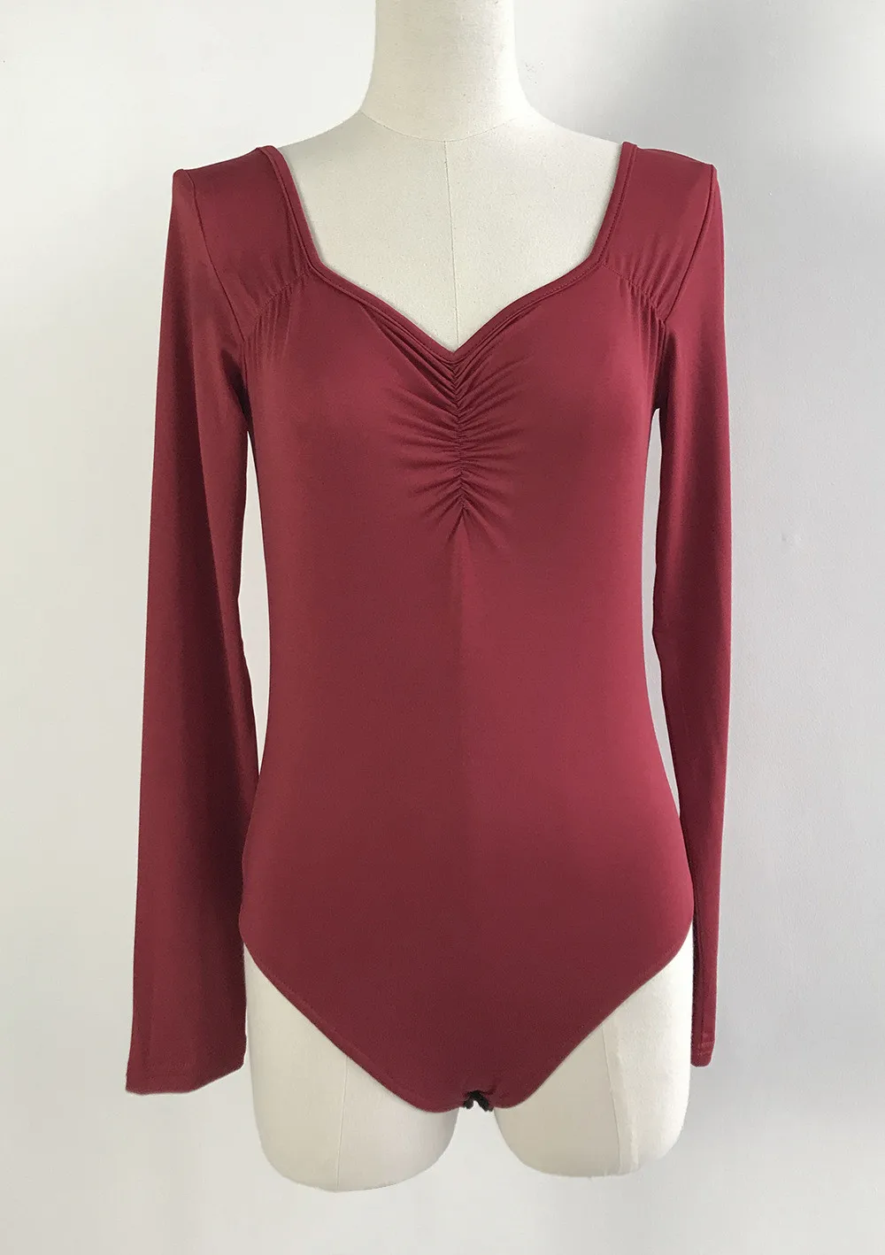 

Female Jumpsuit Solid Color V-Neck Long Sleeve T-Shirt Women s Tops Black Wine Red Homewear Bodycon Romper Playsuit