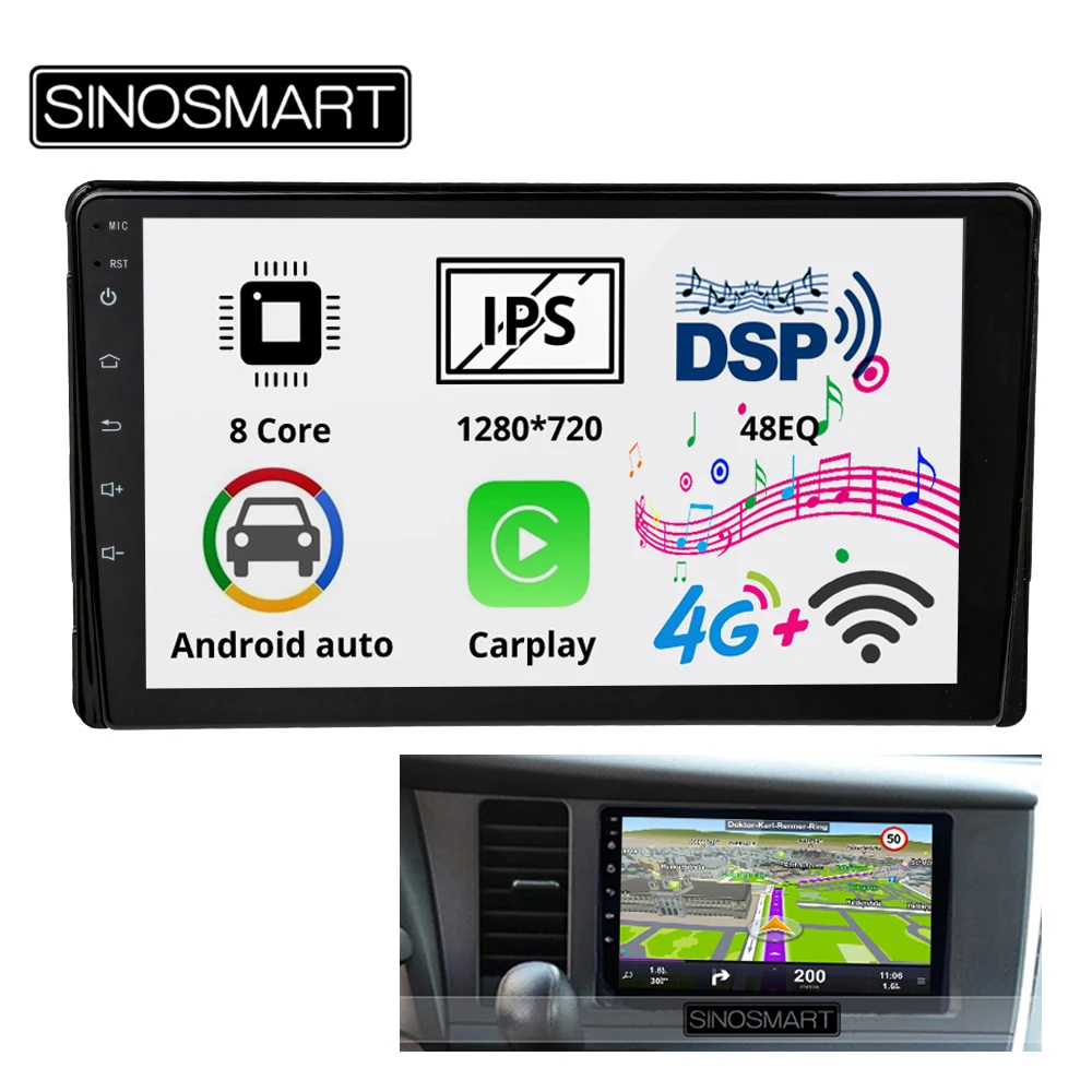 Sinosmart 8 сердечника DSP 48EQ IPS/QLED 2.5D экран автомобильный gps радио навигации плеер для