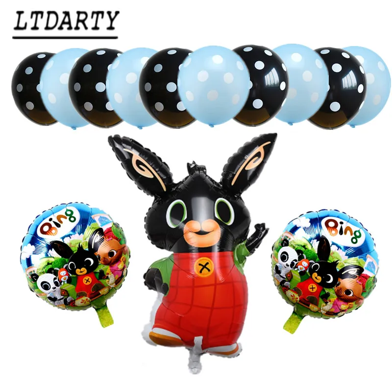 15pcs as picture 15 шт. 86*60 см Bing Банни фольгированные шары мультфильм кролик Воздушные шары 12 дюймов красный черный горошек латексные шары День рождения Декор поставки T - Цвет: 15pcs as picture