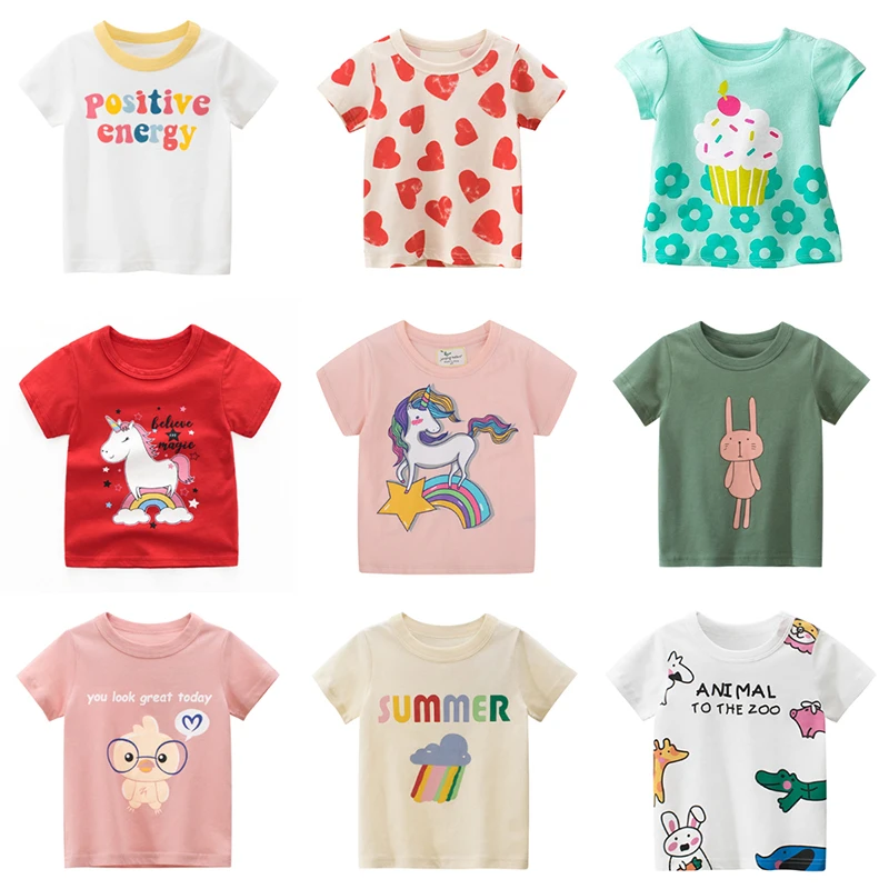 

Kids Girls Summer T-Shirt Cartoon Print Children Toddler Tops Clothes