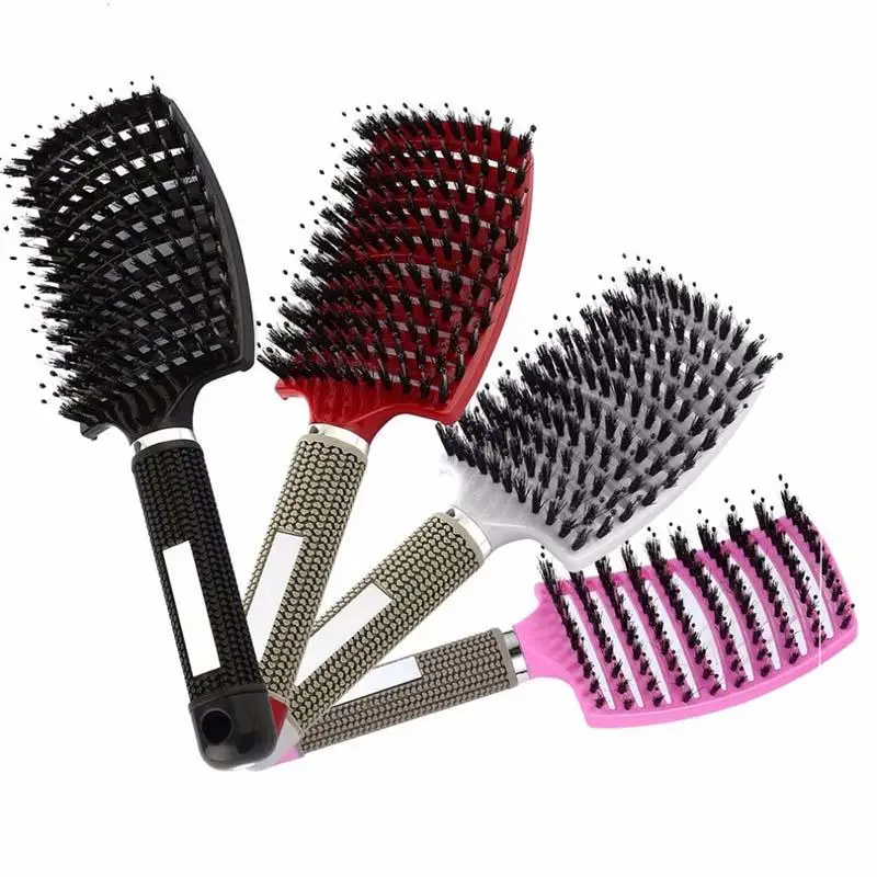 

5 Color Women Hair Scalp Massage Comb Bristle Nylon Hairbrush Wet Curly Detangle Hair Brush for Salon Hairdressing Styling Tools