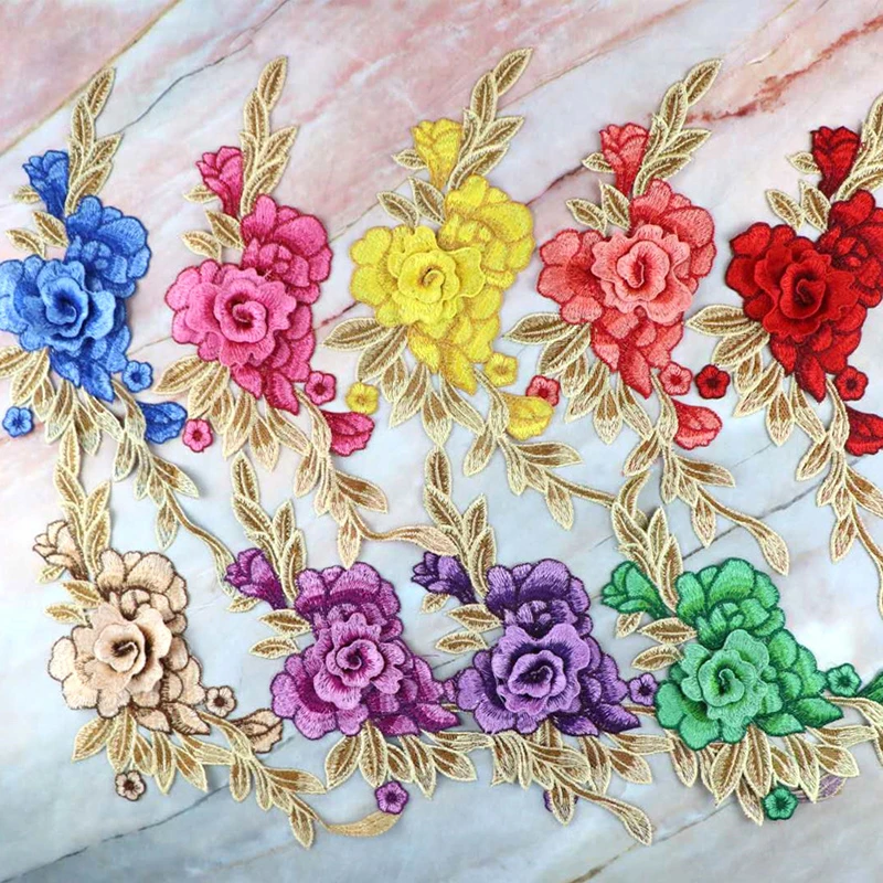 1 шт. вышитая красная роза патч для шитья цветок наклейки утюга на патчи одежды