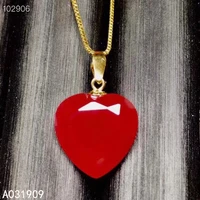 kjjeaxcmy fine jewelry 925 sterling silver inlaid natural ruby gemstone heart female necklace pendant support detection fashion
