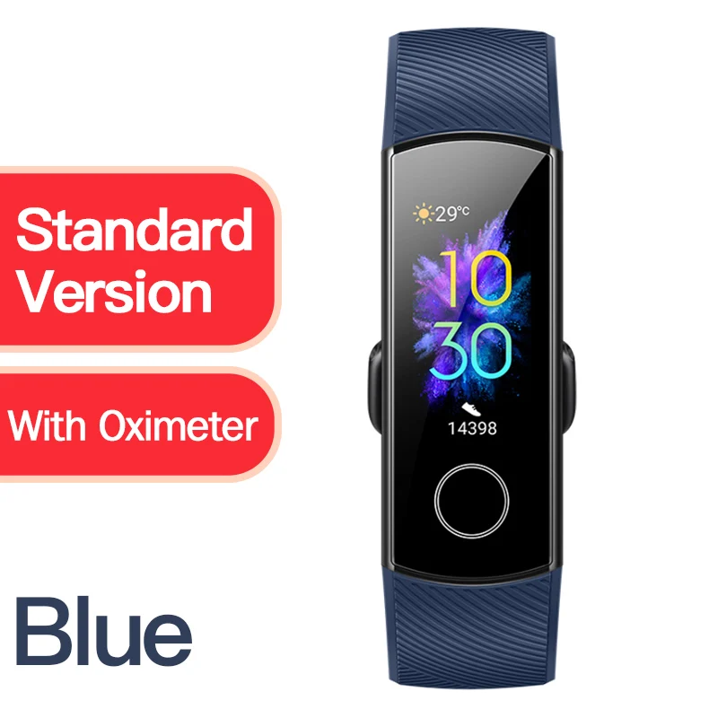 Бренд Honor band 5 датчик кислорода в крови AMOLED цветной экран водонепроницаемый Интеллектуальный спортивный браслет - Цвет: Blue