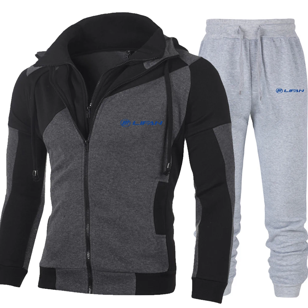 

Sportswear Men's Fashion Hoodie Suit LIFAN Car Logo Brand Suit Sweatshirt + Sweatpants Fall Zipper Winter Hoodies Man