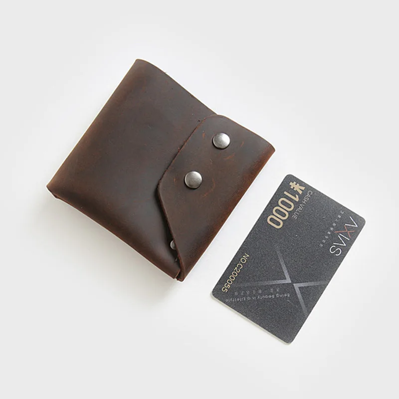 Кожаный мужской кошелек Crazy Horse винтажный бумажник ручной работы Короткие