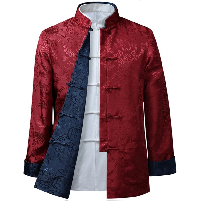 Костюм Тан китайская рубашка стильный пиджак воротник традиционная одежда для