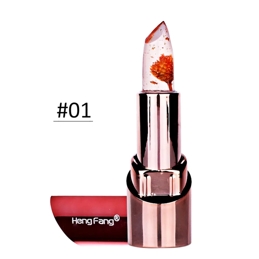 1 шт. женская красивая Желейная Цветочная меняющаяся длинная губная помада с