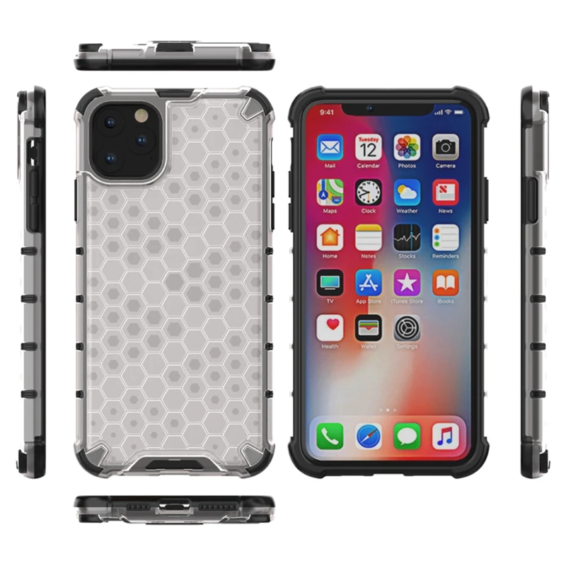 Honeycomb Structure Clear TPU Case for iphone 11 Pro Max Soft Silicone Back Cover X XS XR 6 6s 7 8 plus | Мобильные телефоны и