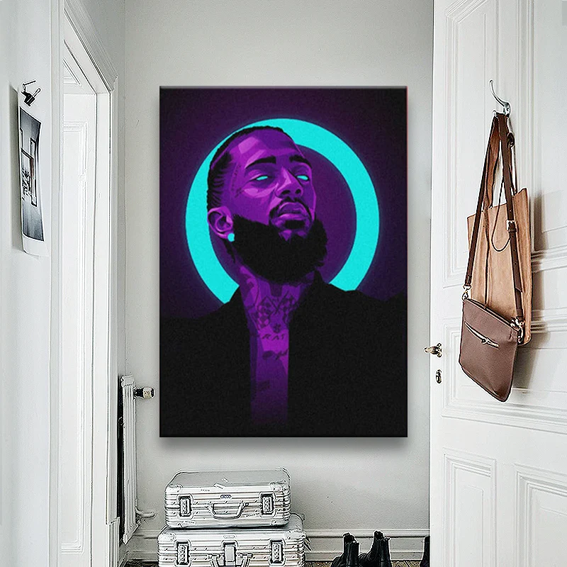 Nipsey Hussle неоновый Поп Арт плакат на холсте украшение стену принты для гостиной