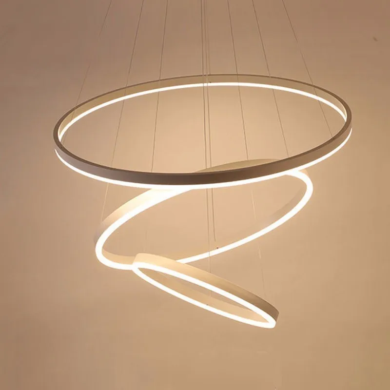 Современный роскошный подвесной светильник LED Circle Light для гостиной, вешалки, спальни, люстры, освещение для ресторана с возможностью регулировки яркости.
