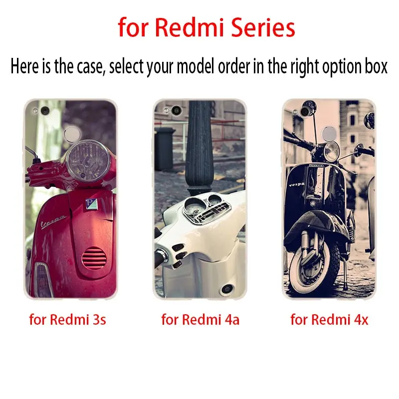Мягкий чехол Vespa для скутера Xiaomi Redmi Note 8 7 6 5 Pro 8a 6pro 6a s2 5a 4a 5plus y3 Coque Funda Etui чехлы
