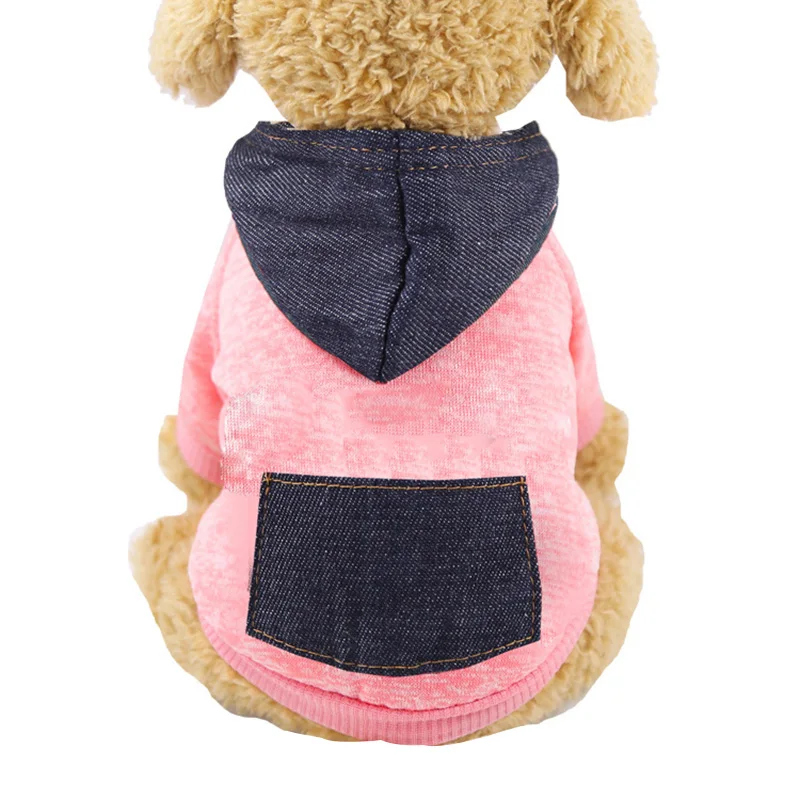 Jean Pink Pawstrip/XS-2XL худи для домашних собак; пальто из мягкого флиса; теплая одежда для щенков; толстовка для собак; зимняя одежда для собак; Одежда для маленьких собак; магазин домашних животных - Цвет: Jean Pink