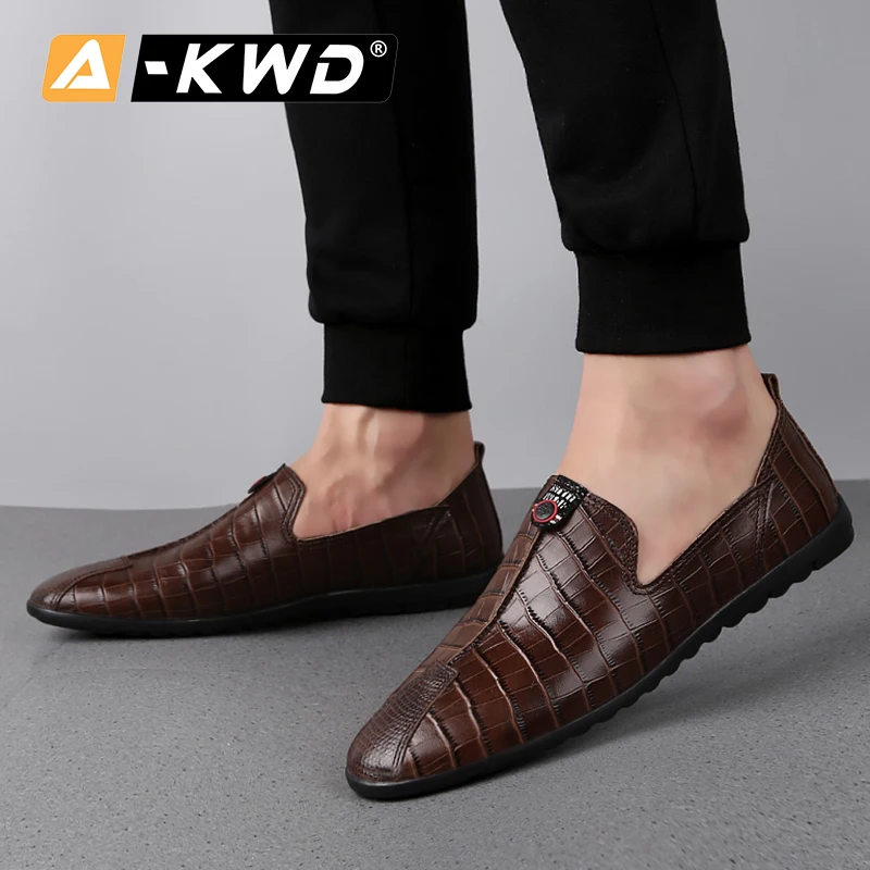 Мужские кожаные лоферы модные мужские ботинки из натуральной черной кожи