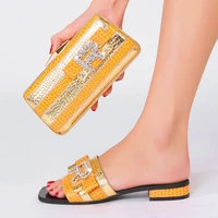 2021 italian design africa and nigeria high heeled party crystal rhinestone wedding lady shoes and hand held straddle dinner bag