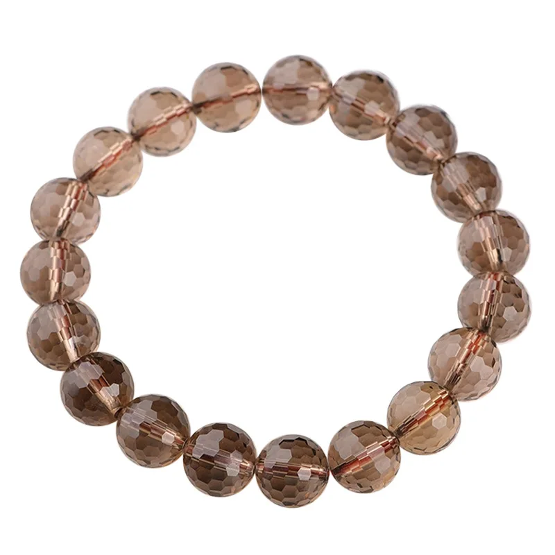 Top Quality Light brown Coffee color Crystal Round Bead Bracelet Bangles Hand String Lucky Amulet Women's Fashion Jewelry | Украшения и