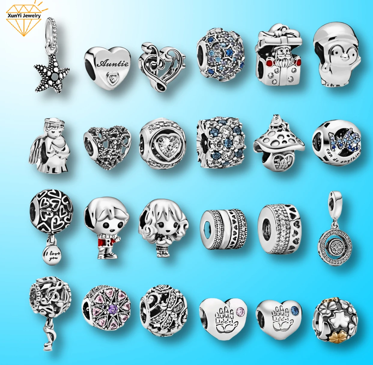 Новые серебряные бусины S925 в форме сердца и звезды Подвески подходят для