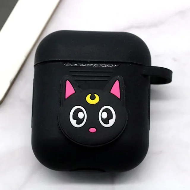 blackblackcat Популярный мультяшный беспроводной Чехол для наушников для Apple AirPods, силиконовый чехол для зарядки наушников s для Airpods 2, защитный чехол - Цвет: blackblackcat