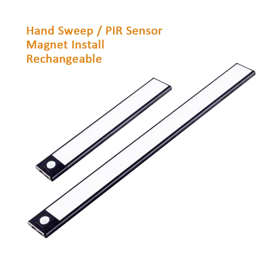 

Hand Sweep/PIR Motion Sensor LED Under Cabinet Light USB Rechargeable Wardrobe Closet Cupboard magent install Ultra-thin lamp