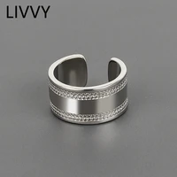 livvy silver color simple wide ring for women handmade vintage opening adjustable party wedding jewelry