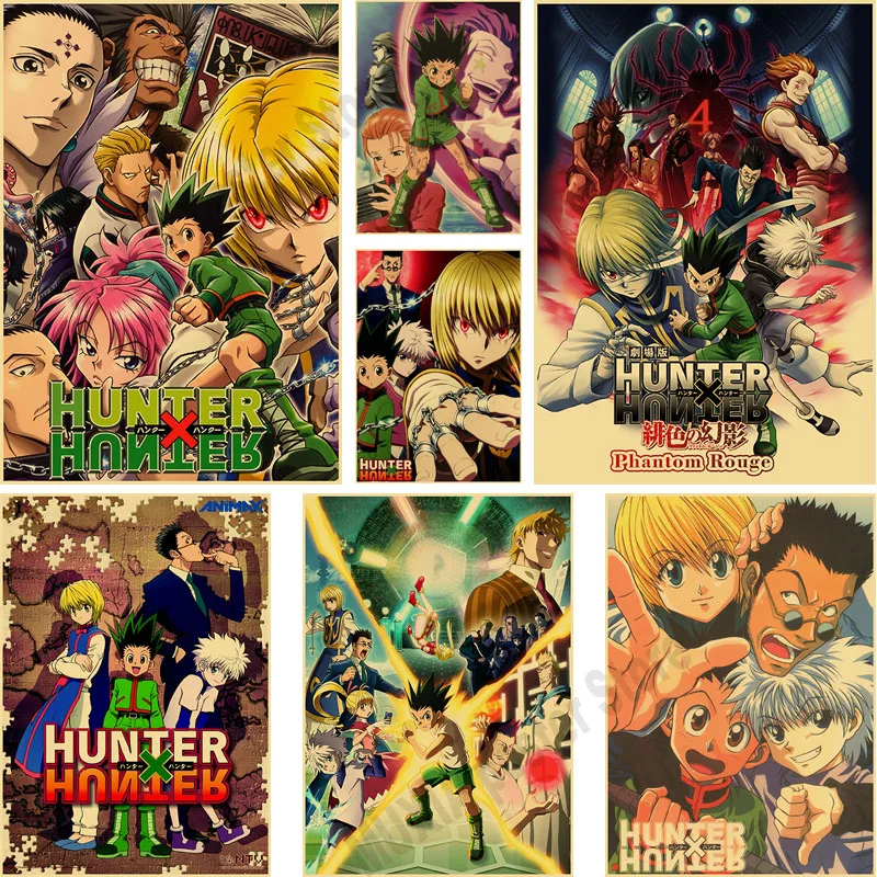 

Hunter X Hunter Posters Retro Japanese Anime Poster Kraft Paper Prints Wall Sticker Living Room Bar Cafe Decractive Painting