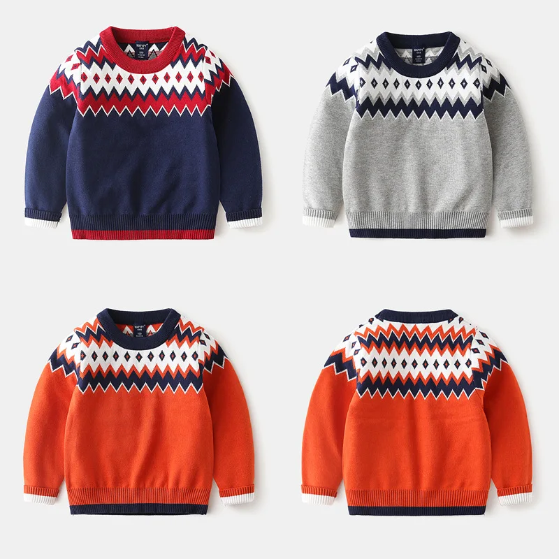 Детский свитер джемпер для мальчиков 2019 г. Осенне-зимний детский вязаный в