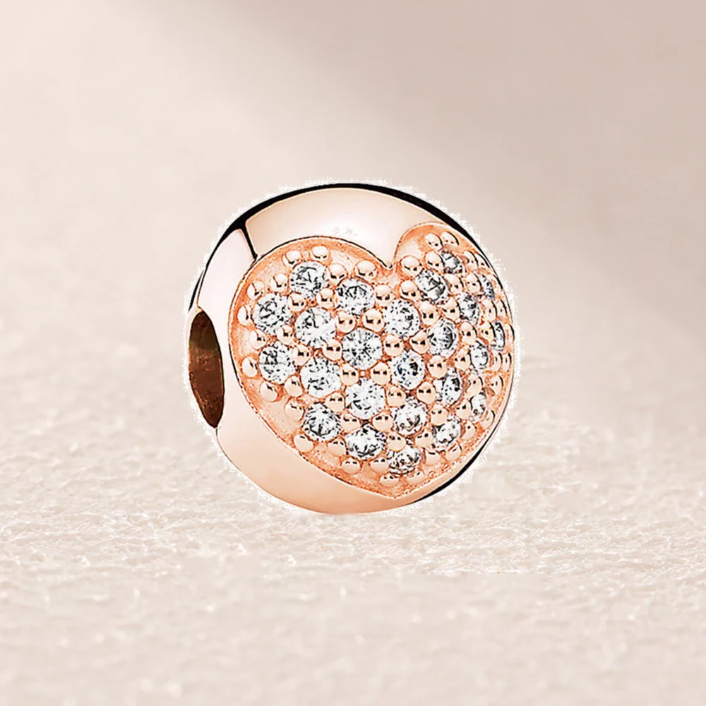 

781053CZ ROSE PAVE HEART CLIP CHARM