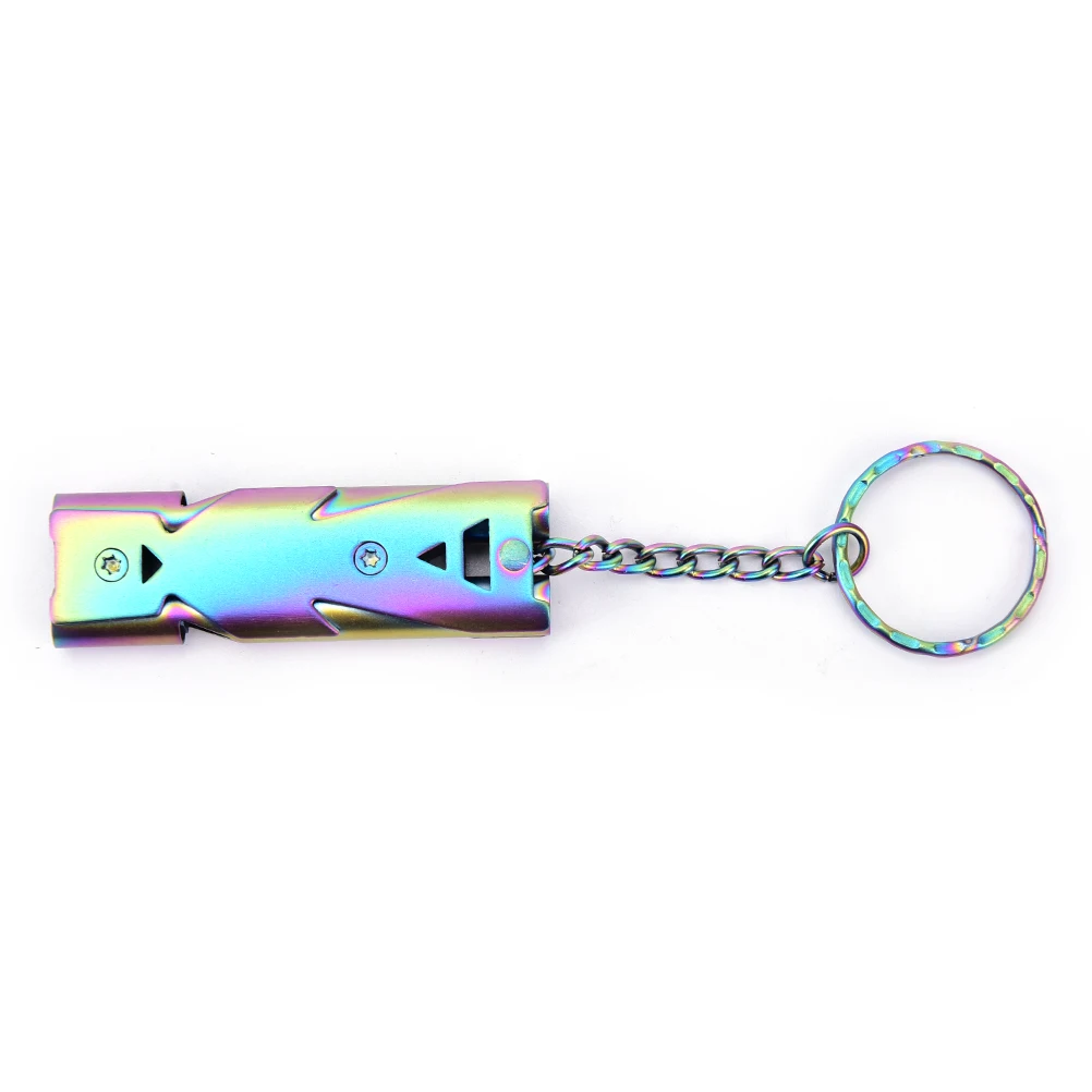 

1PCS Double Pipe High Decibel Stainless steel Keychain Cheerleading Whistle Outdoor Emergency Survival Whistle