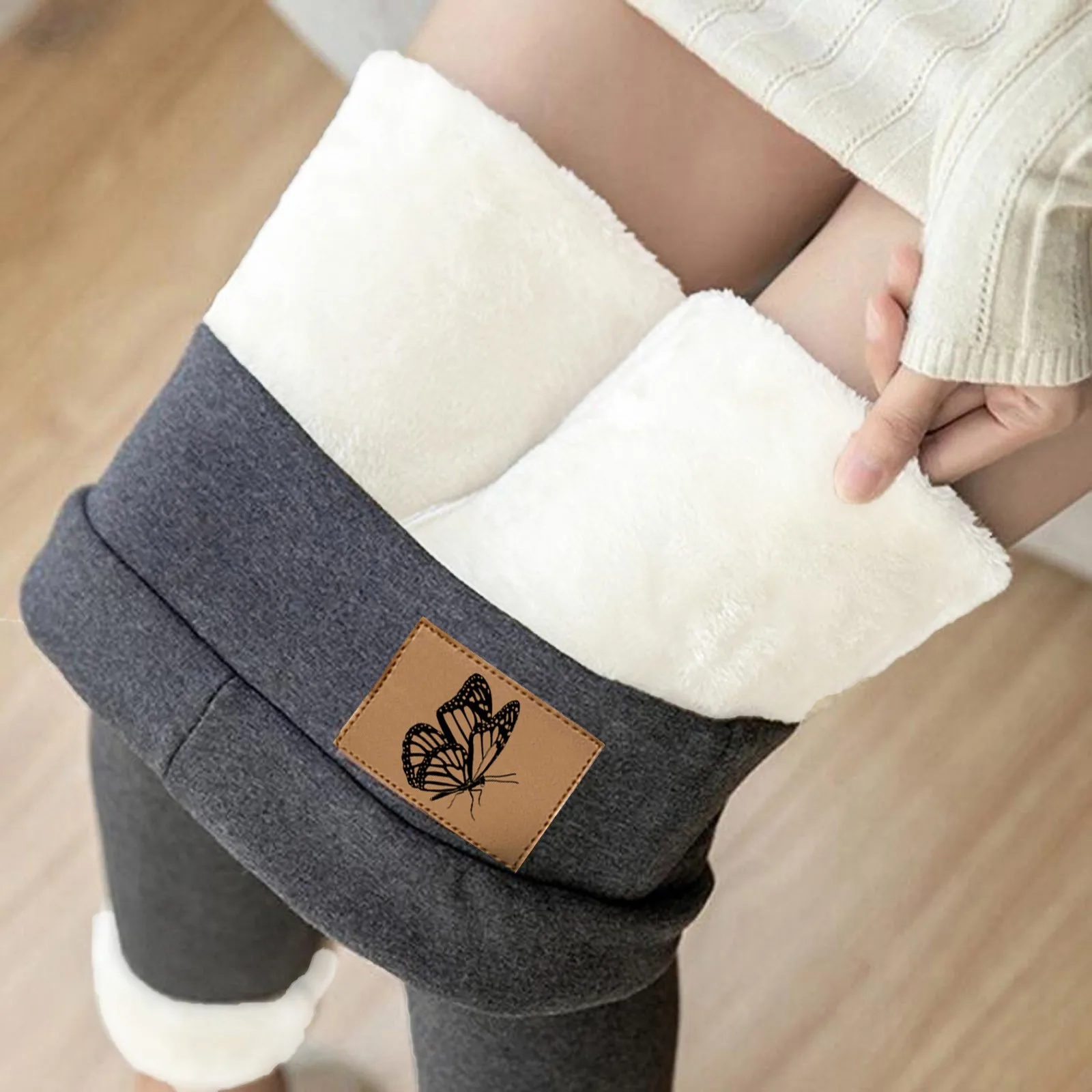 

Warm Pants For Women Autumn Winter Solid Color Workout Home Warm Elastic Waist Plush Trousers Women Pants Sports Leggings