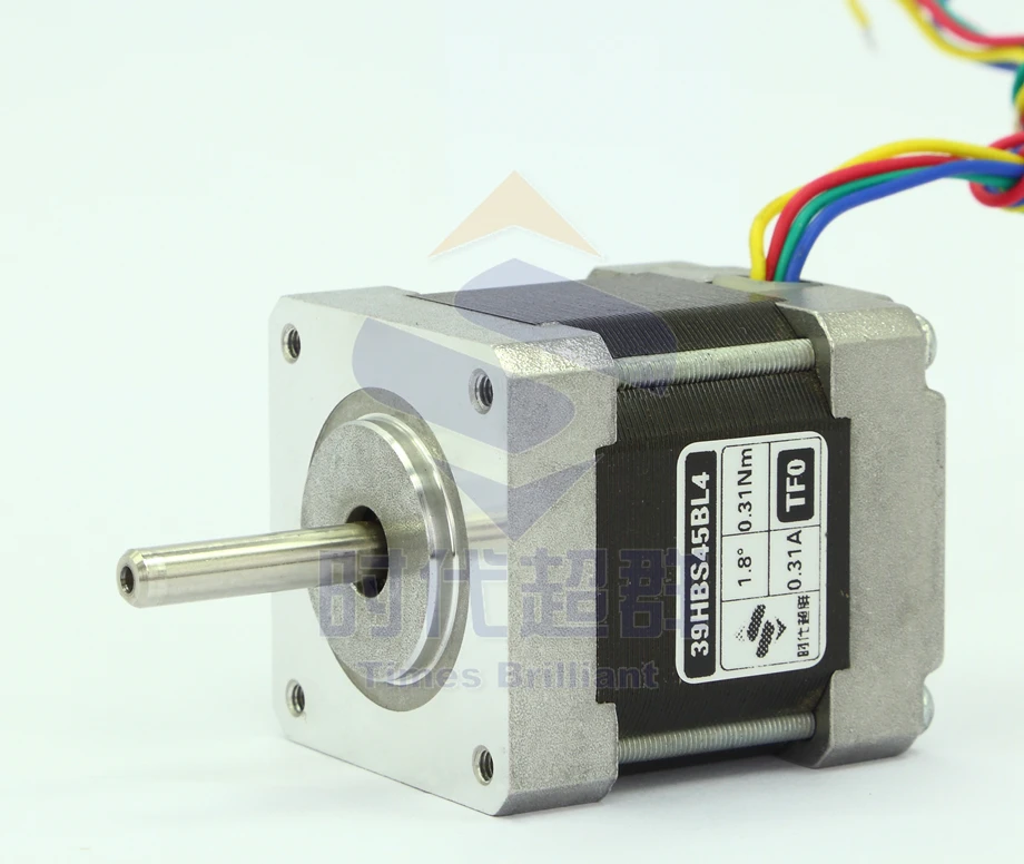 

Двухфазный четырехпроводной и двухфазный шаговый двигатель 39 hbs45bl4-tf0 0,31 A 0,31 нм, диаметр оси 5 мм