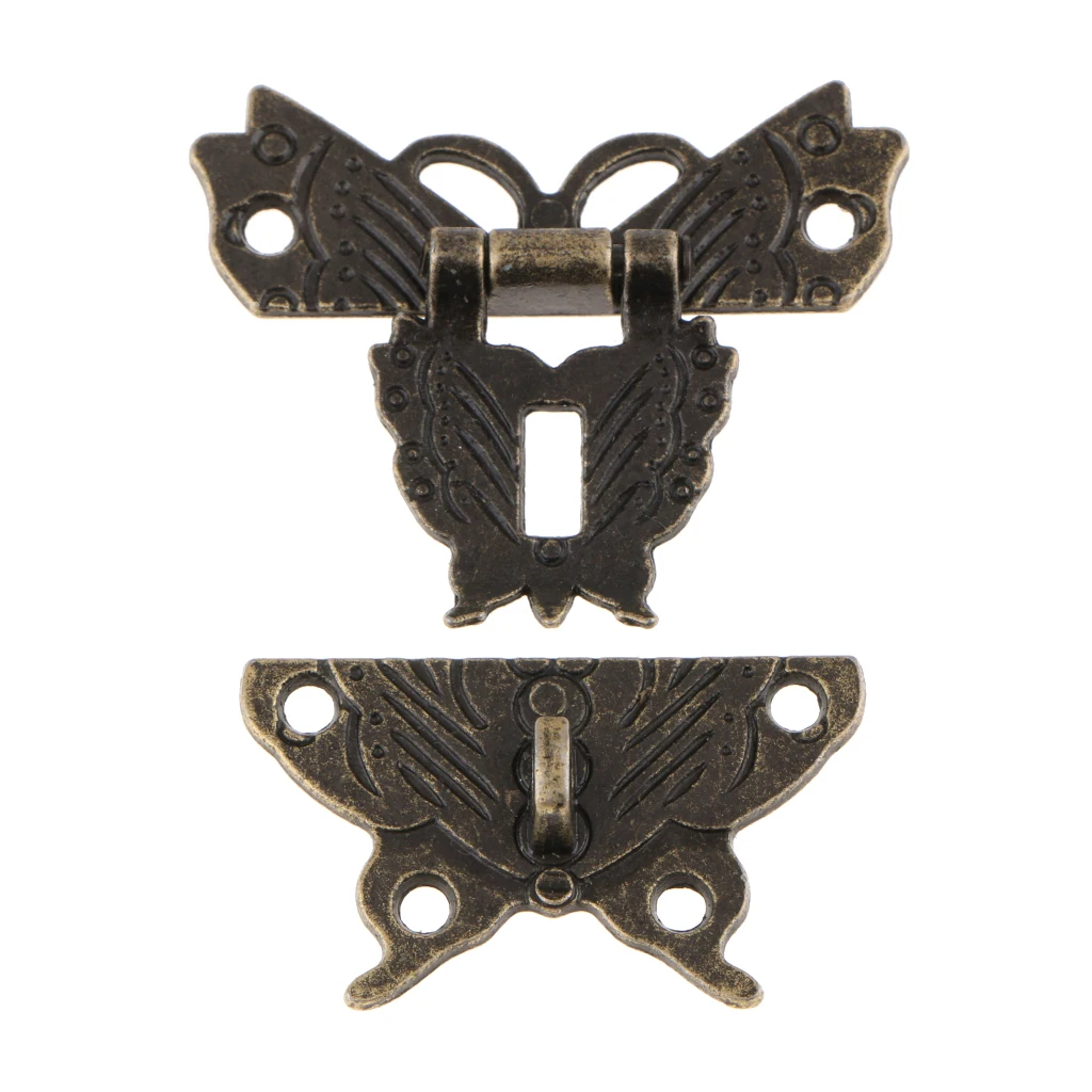 Красивый дизайн с бабочками старинная бронзовая застежка защелка для шкафа