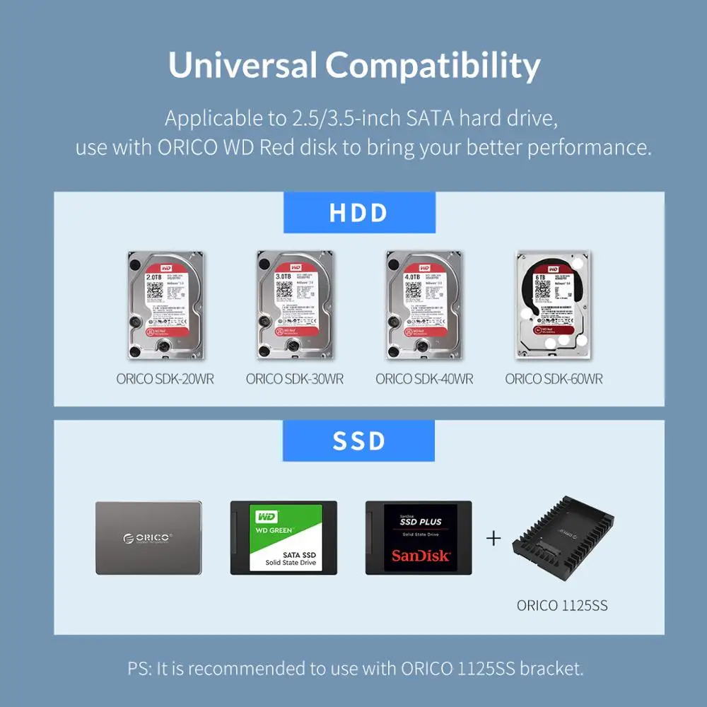 Док станция ORICO 95 Series 2 bay 3 5 ''для HDD USB3.0 к SATA с RAID алюминиевый корпус для 78 Вт