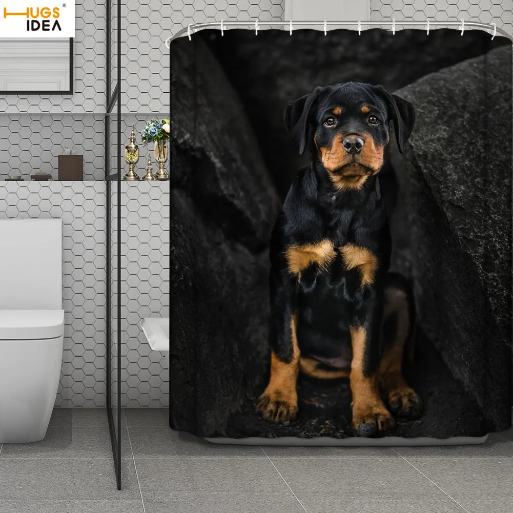 HUGSIDEA 3D Rottweiler с принтом на тему собак занавеска для душа/ванны украшение ванной