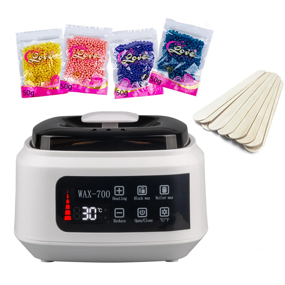 Аппарат для нагрева воска парафин 200 г без полосок 10 деревянных палочек | Красота