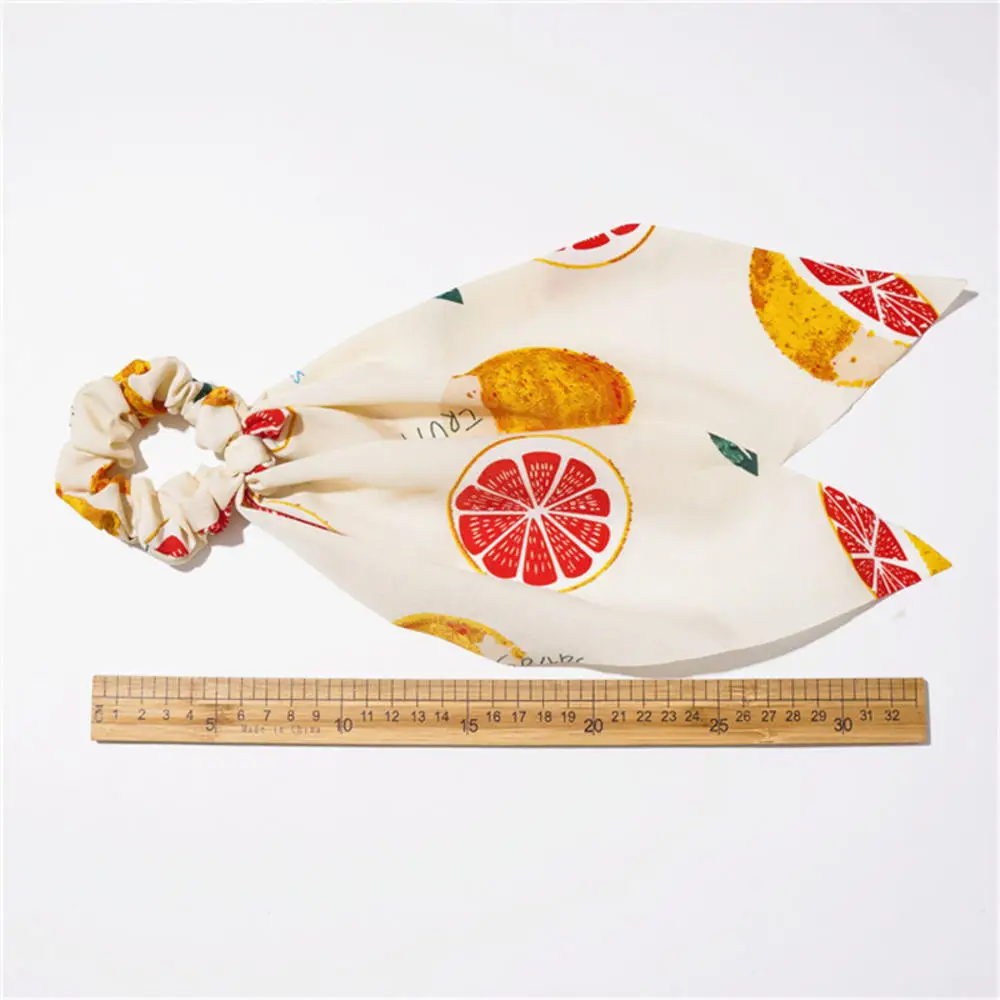 

Women Fruit Print Ribbon Hair Scrunchies Fashion Hair Rope Girl Ponytail Holder Elastic Hair Accessories Summer Styling Tool