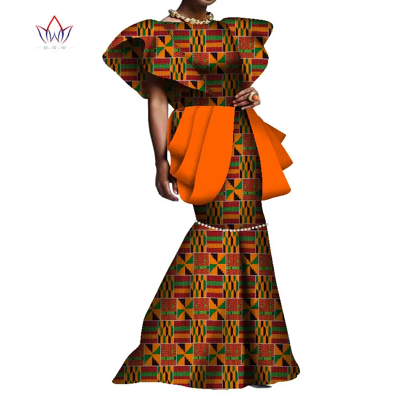 Summer African Maxi Dresses For Women Dashiki Nigeria Traditional Wedding Dress Bazin Riche Wax Ankara Long bodycon Dress WY8095