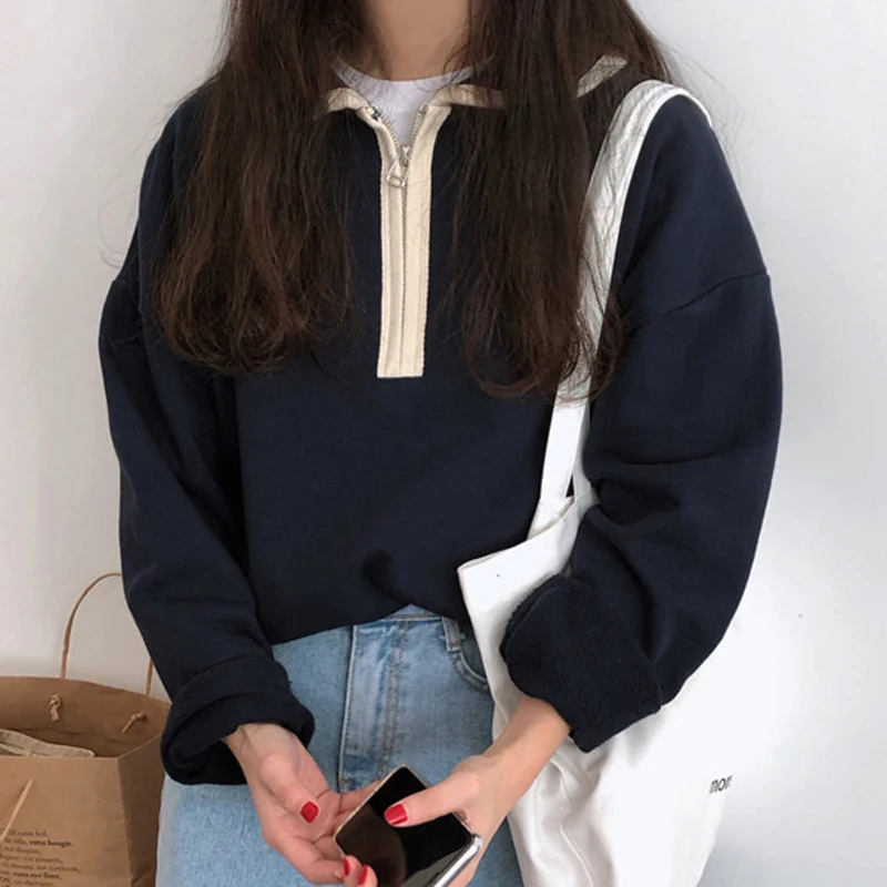 Женская толстовка Ezgaga уличная одежда корейский шик осень 2020 Свободный пуловер на