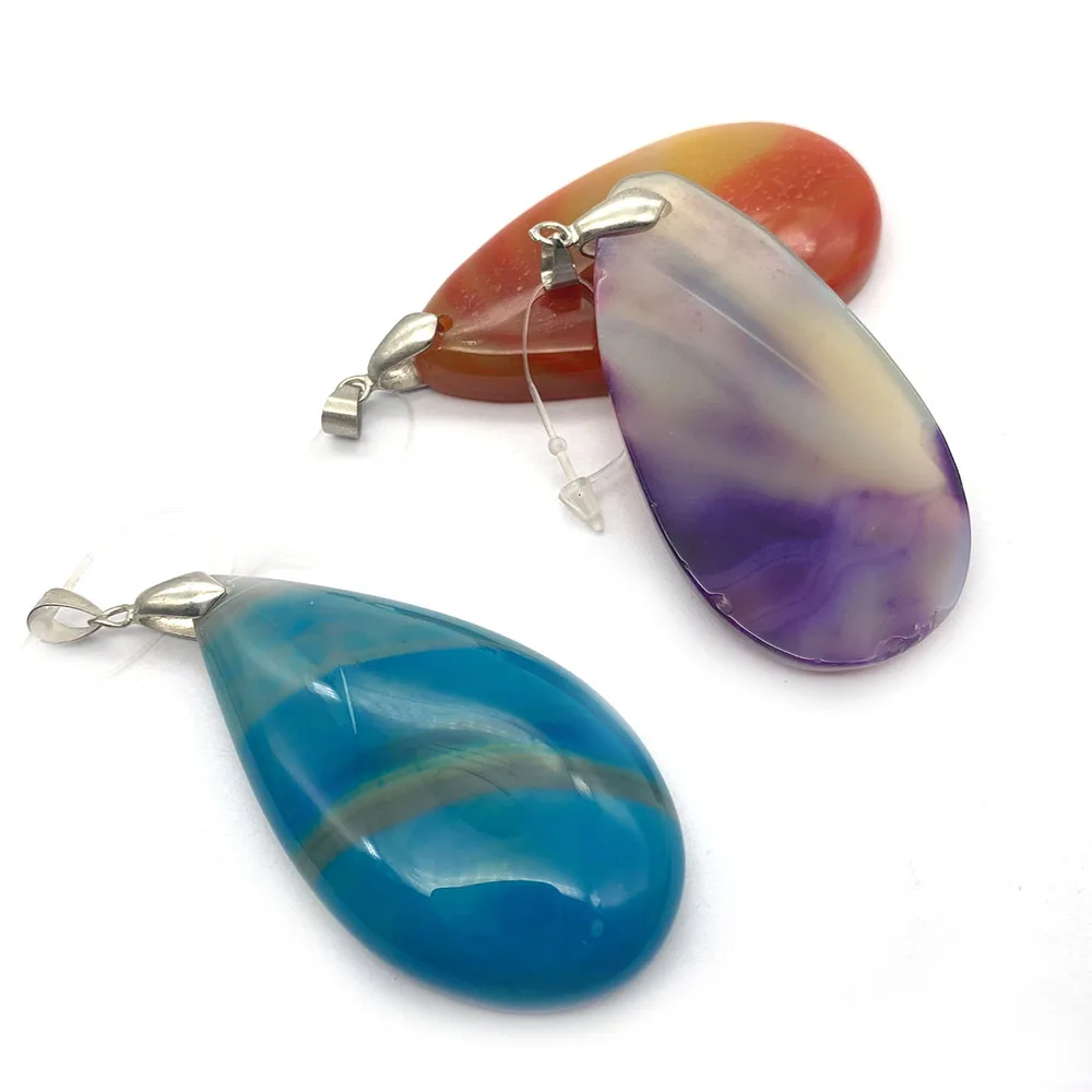 1pcs Agate Pendant DIY Women Necklace Delicate Jewelry Accessories Trendy Jwellery Water Drop Shape Colorful Natural Stone Charm |