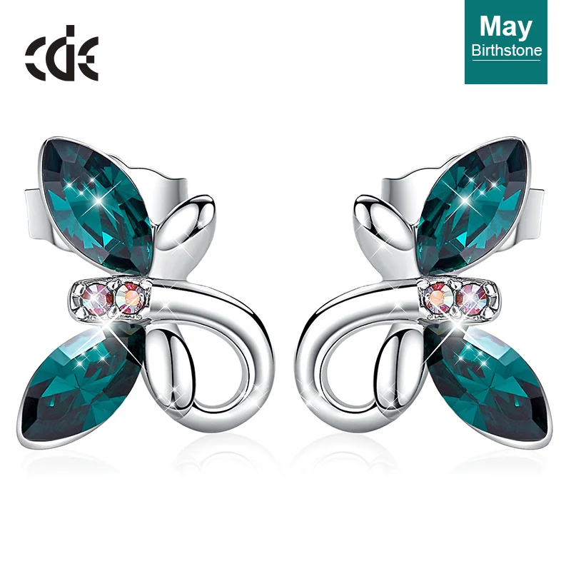 May CDE женские золотые ювелирные серьги, украшенные кристаллами Swarovski, милые серьги-бабочки из розового золота 18 К, модное ювелирное изделие - Цвет камня: May