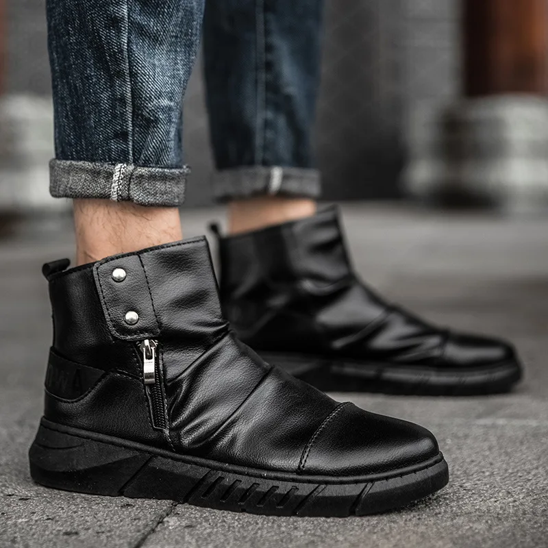 Mazefeng Brand New Boots Men Casual Shoes Zipper Side Comfortable Waterproof Autumn Men's Shoe Size 39-44 | Обувь