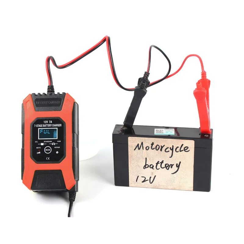 

FOXSUR 12V 7A 7-stage Battery Charger , Lead GEL STD AGM Car Motorcycle Battery Charger, Pulse charge Maintainer & Desulfator