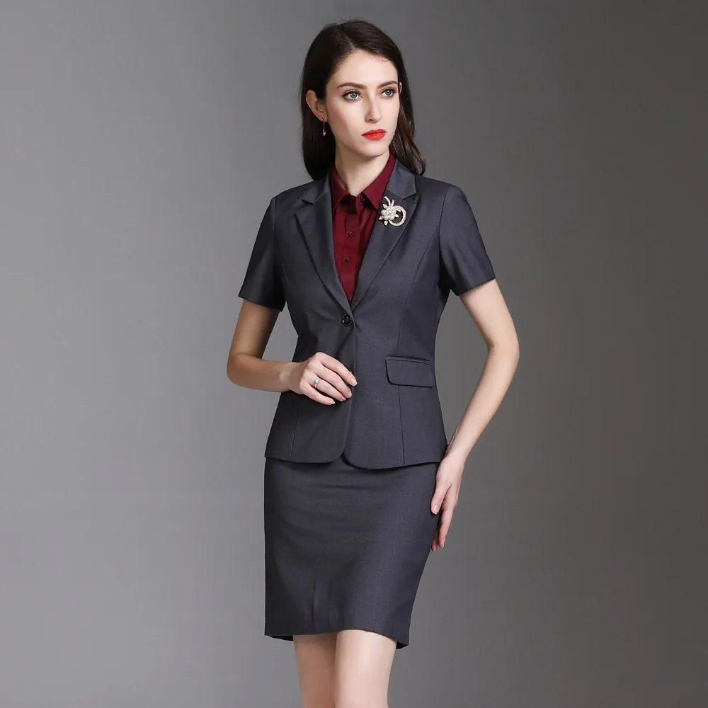 Conjunto de blazer y falda para mujer, chaqueta y falda, trajes falda formal para mujer, trajes falda formal para mujer, ropa profesional de verano