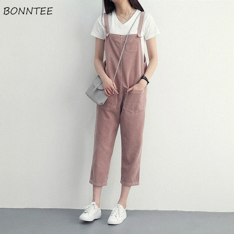 Комбинезоны женские вельветовые однотонные простые модные Универсальные