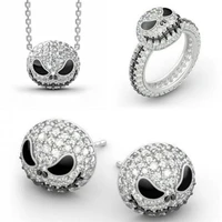 nightmare before christmas pendant necklace cute crystal trendy jewelry gothic party skull black necklace women gift