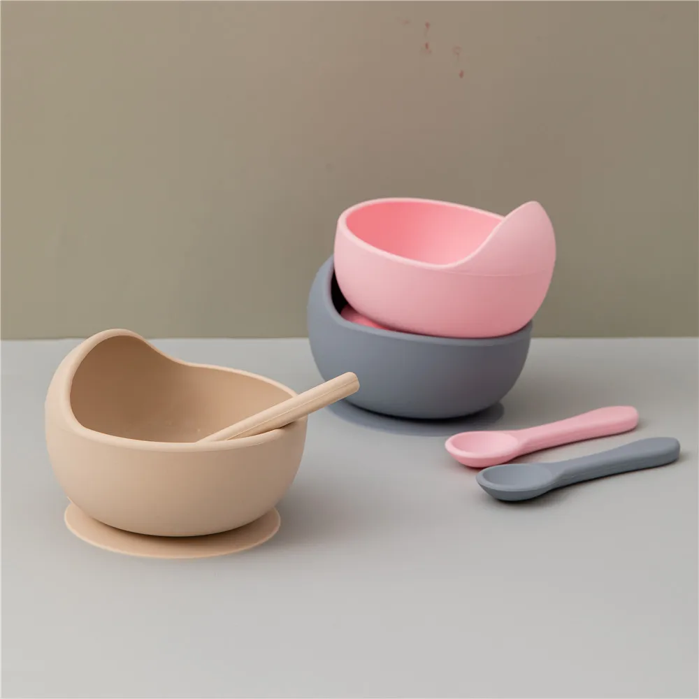 1 Набор детская посуда Силиконовый для кормления ребенка с сильной присоской