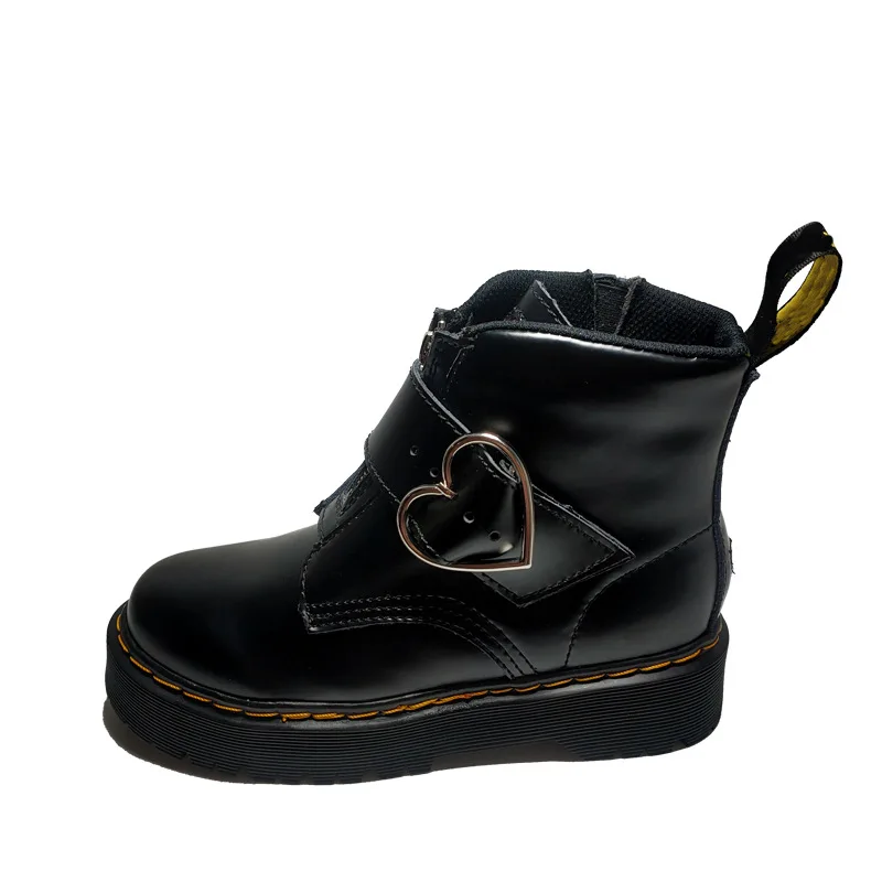 

Fashion Retro Women's Martin Boots Thick Women's Short Boots Winter Women's Leisure Motorcycle Boots Heart Cute Female Boots