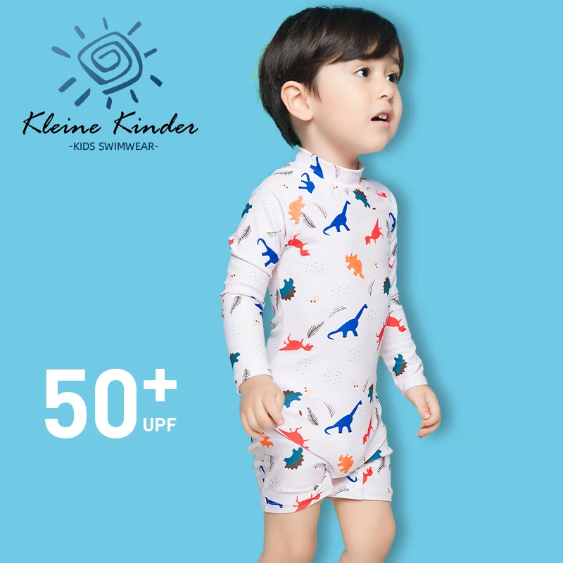 Boy Swimsuit UV One Piece with Cap Children's Swimwear Shark Dinosaur Long Sleeve Bathing Suit for Baby Toddler Beachwear Kids